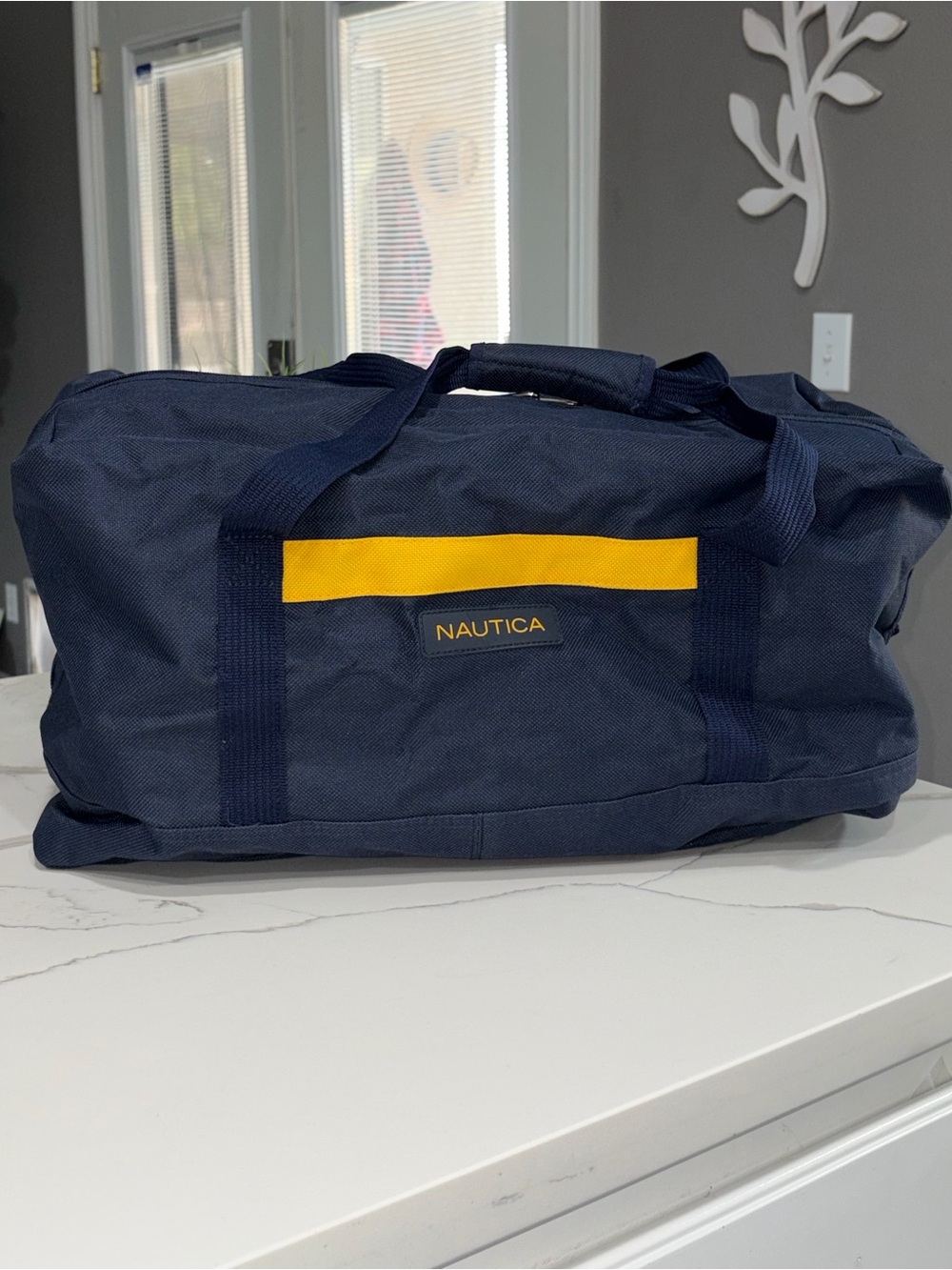 Nautica Navy Travel  bag with Yellow Accent 21 X 12 “